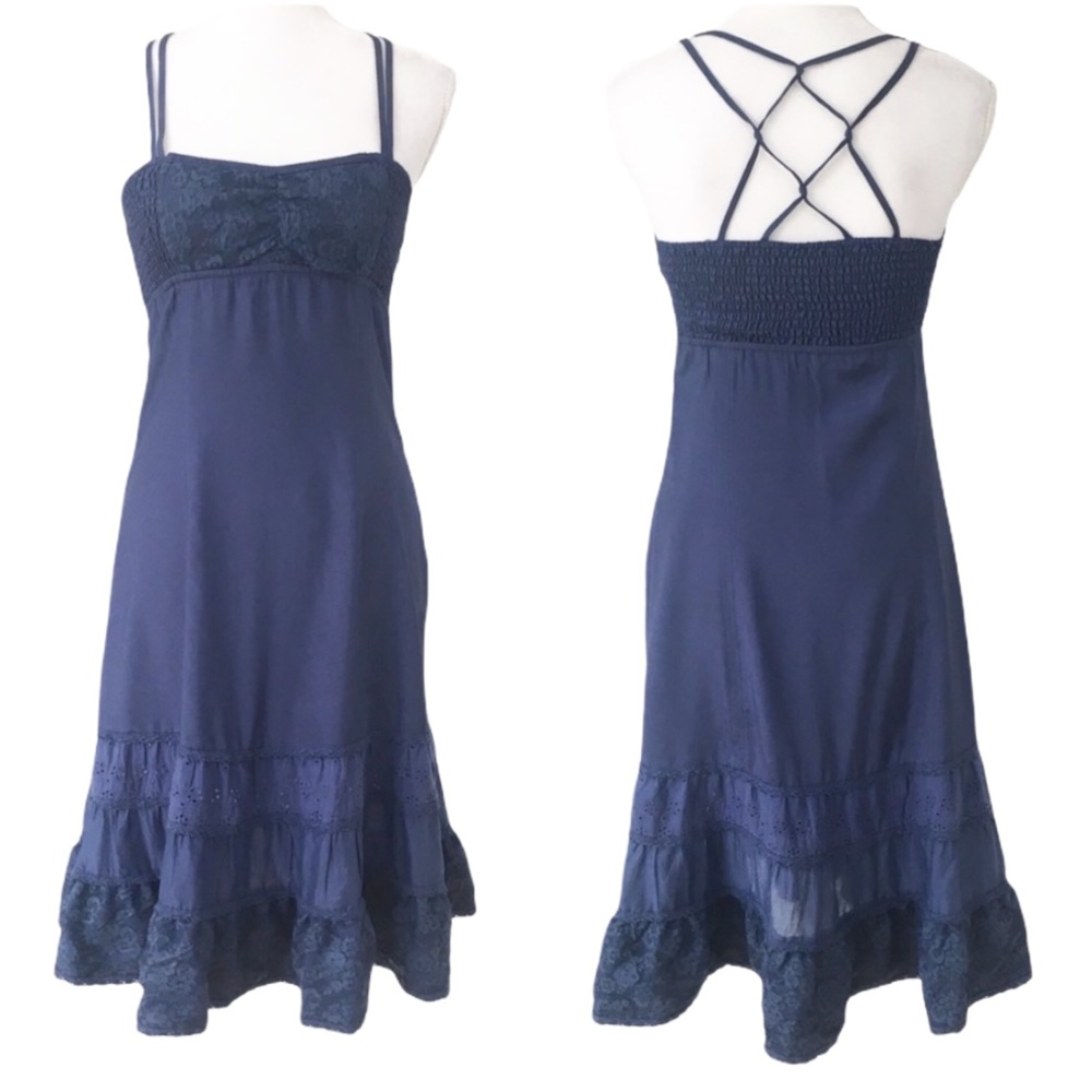 Free People Boho Smocked Tiered Strappy Back Dress